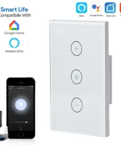 Công tắc Tuya Wifi Dimmer 3 nút – kính phẳng – Trắng | AKIA