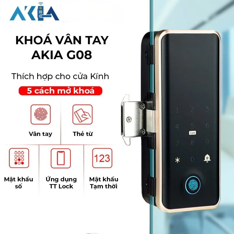 Khóa vân tay cửa kính AKIA G08