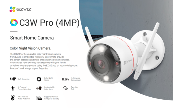 Camera Ezviz C3W 4Mp Color Night Pro - Hỗ Trợ Theo Dõi Chuyển Động Thông Minh