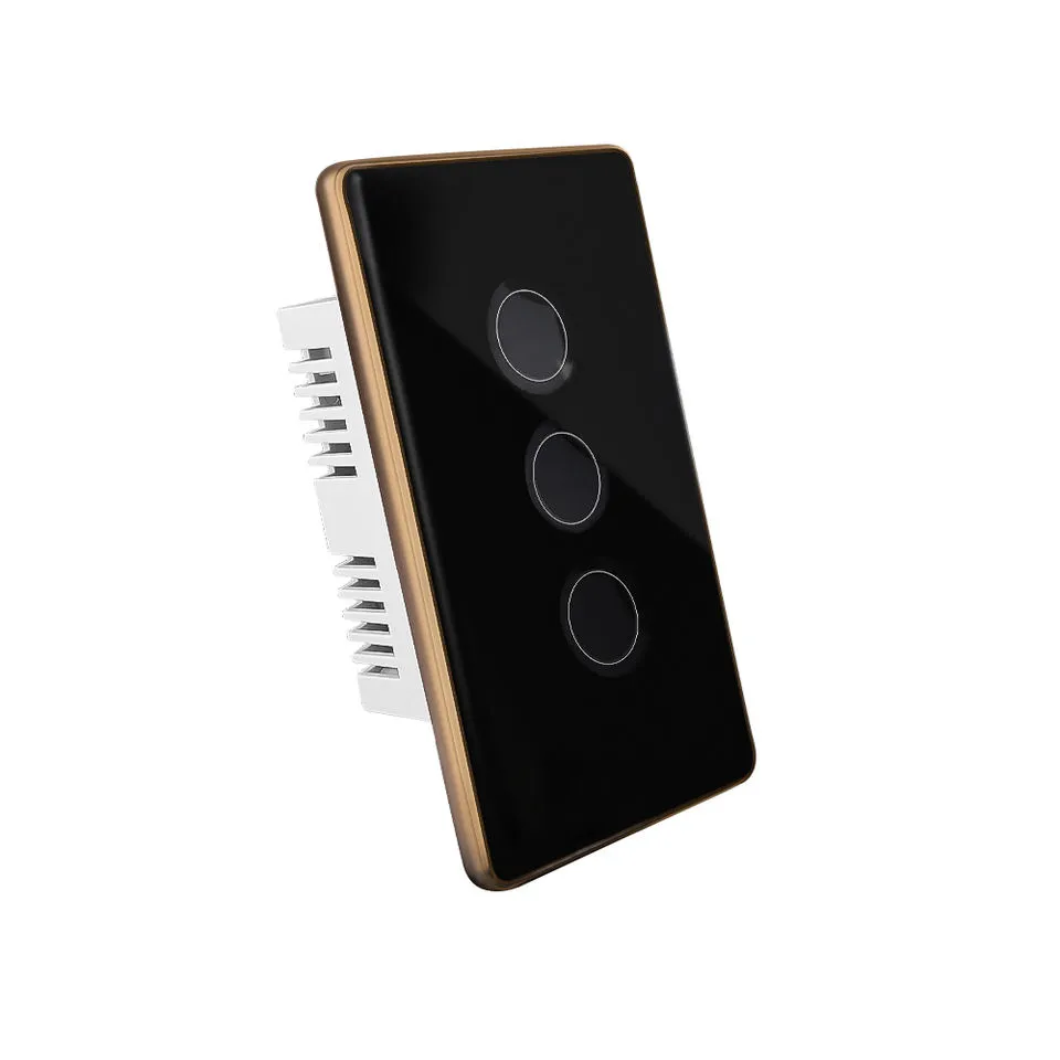 Công tắc thông minh Tuya Zigbee viền nhôm – kính lõm – đen - AKIA Smart Home