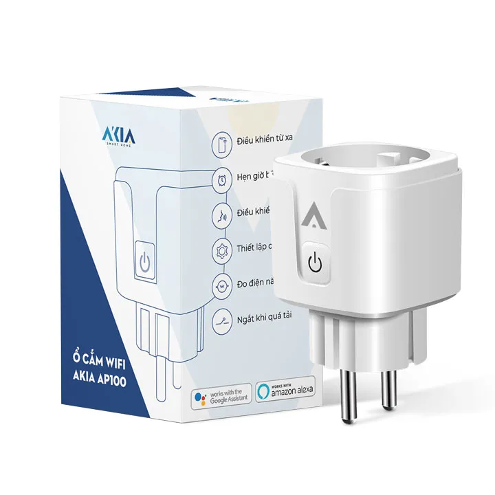 Ổ cắm wifi thông minh AKIA 3500W 16A – Tuya smart plug đo điện tiêu thụ, kết nối app Smart Life - AKIA Smart Home