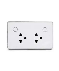 Ổ cắm thông minh Tuya Zigbee viền nhôm – kính phẳng – Trắng | AKIA