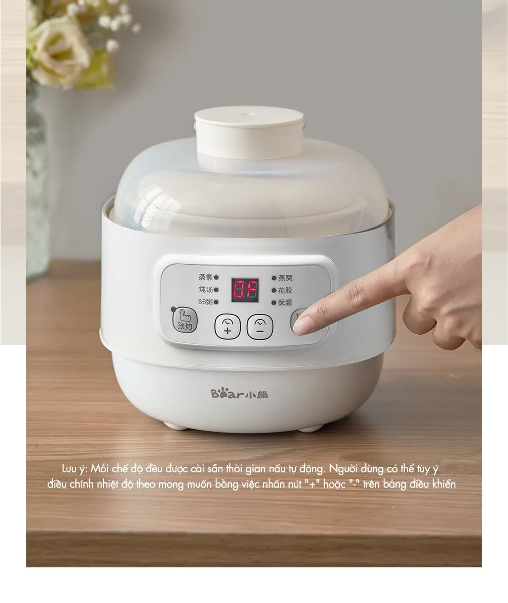 Nồi Nấu Chậm Đa Năng Bear Ddz-A08T8 - Trắng Nồi Nấu Chậm Đa Năng Bear Ddz-A08T8 - Trắng