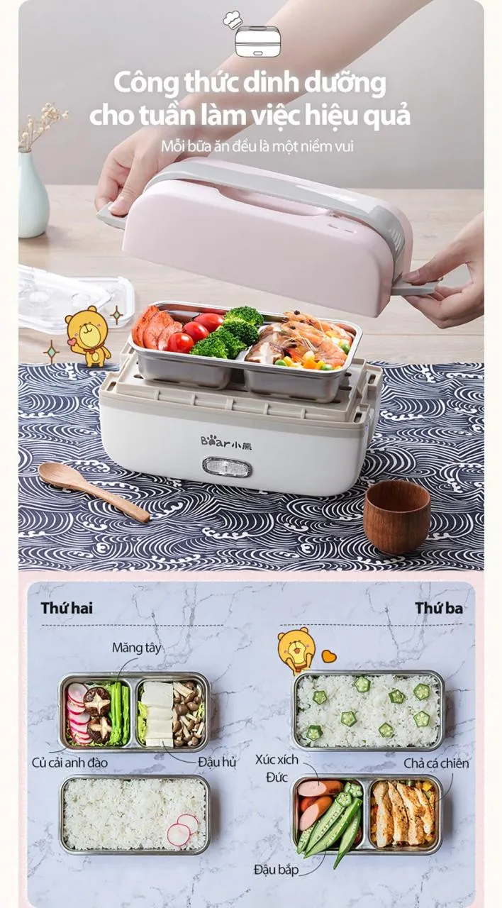 Hộp Cơm Điện Bear Dfh-B10J2 Hộp Cơm Điện Bear Dfh-B10J2