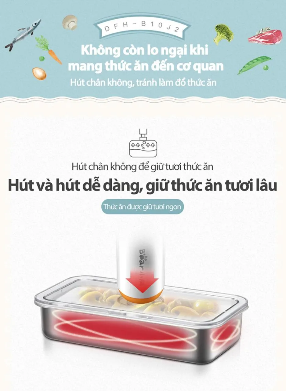 Hộp Cơm Điện Bear Dfh-B10J2 Hộp Cơm Điện Bear Dfh-B10J2
