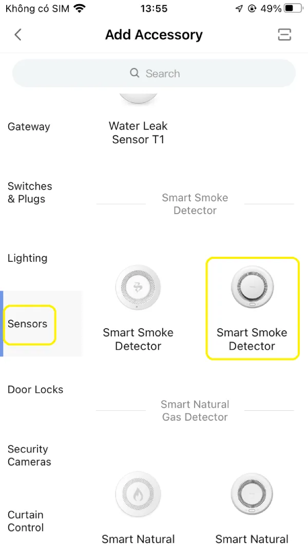 Cách Lắp Cảm Biến Khói Chỉ Với 7 Bước Nhanh Chóng - Chuẩn Kỹ Thuật 45 Chọn Mục Smart Smoke Detector Để Tiến Hành Kết Nối Với Cảm Biến Khói