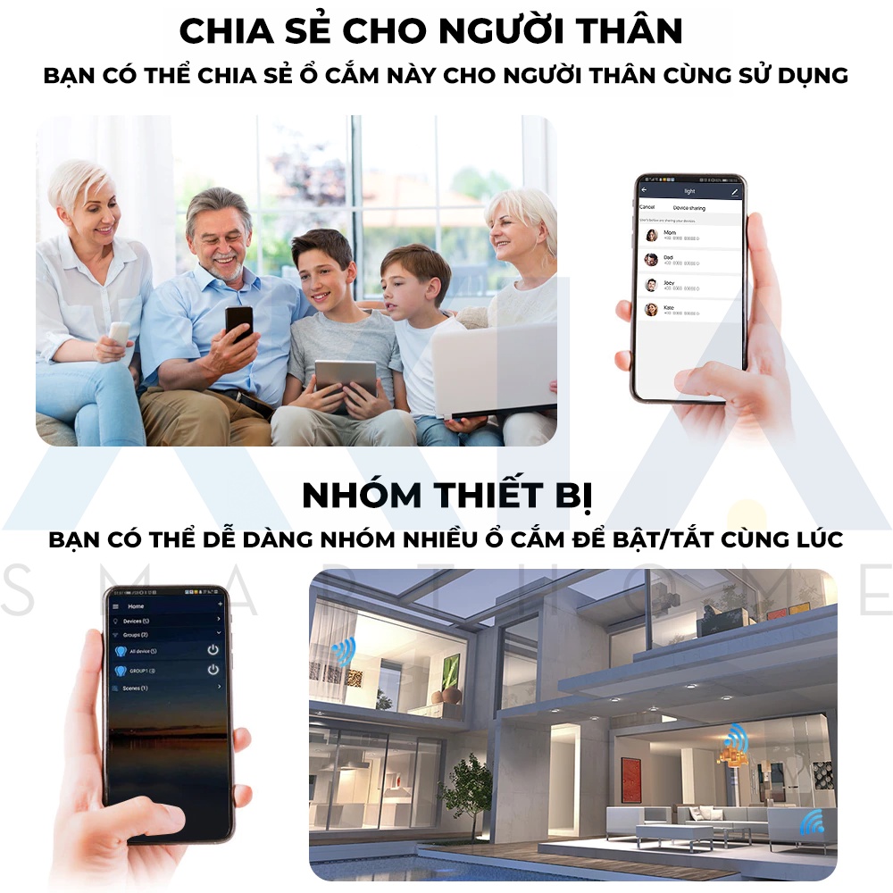 Ổ Cắm Wifi Thông Minh Akia 3500W 16A - Tuya Smart Plug Đo Điện Tiêu Thụ, Kết Nối App Smart Life