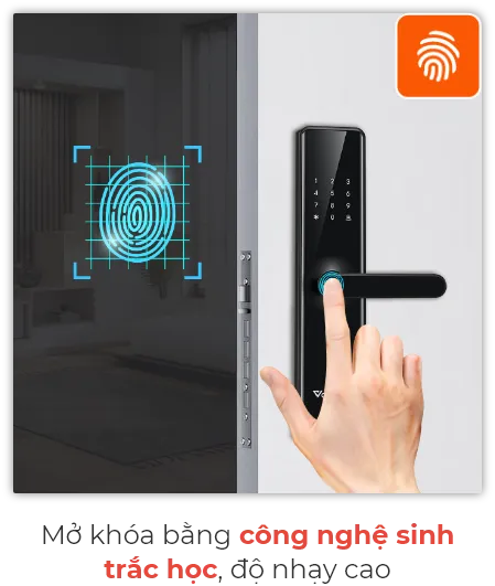 Khoá Vân Tay Thông Minh Vconnex - Cho Cửa Gỗ - Akia Smart Home Khoá Vân Tay Thông Minh Vconnex - Cho Cửa Gỗ - Akia Smart Home