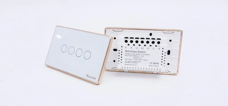 Công Tắc Thông Minh Vconnex Wifi - Không Viền Cao Cấp 26 Nguồn Cách Ly Và Mặt Kính Cảm Ứng Cách Ly Giúp Bạn An Toàn Điện Khi Sử Dụng Công Tắc Thông Minh