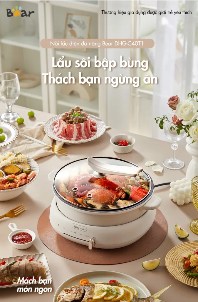 Nồi Điện Đa Năng Bear Dhg-C40T1 Tháo Rời, Vệ Sinh Dễ Dàng 8 Nồi Điện Đa Năng Bear Dhg-C40T1 Tháo Rời, Vệ Sinh Dễ Dàng - Akia Smart Home
