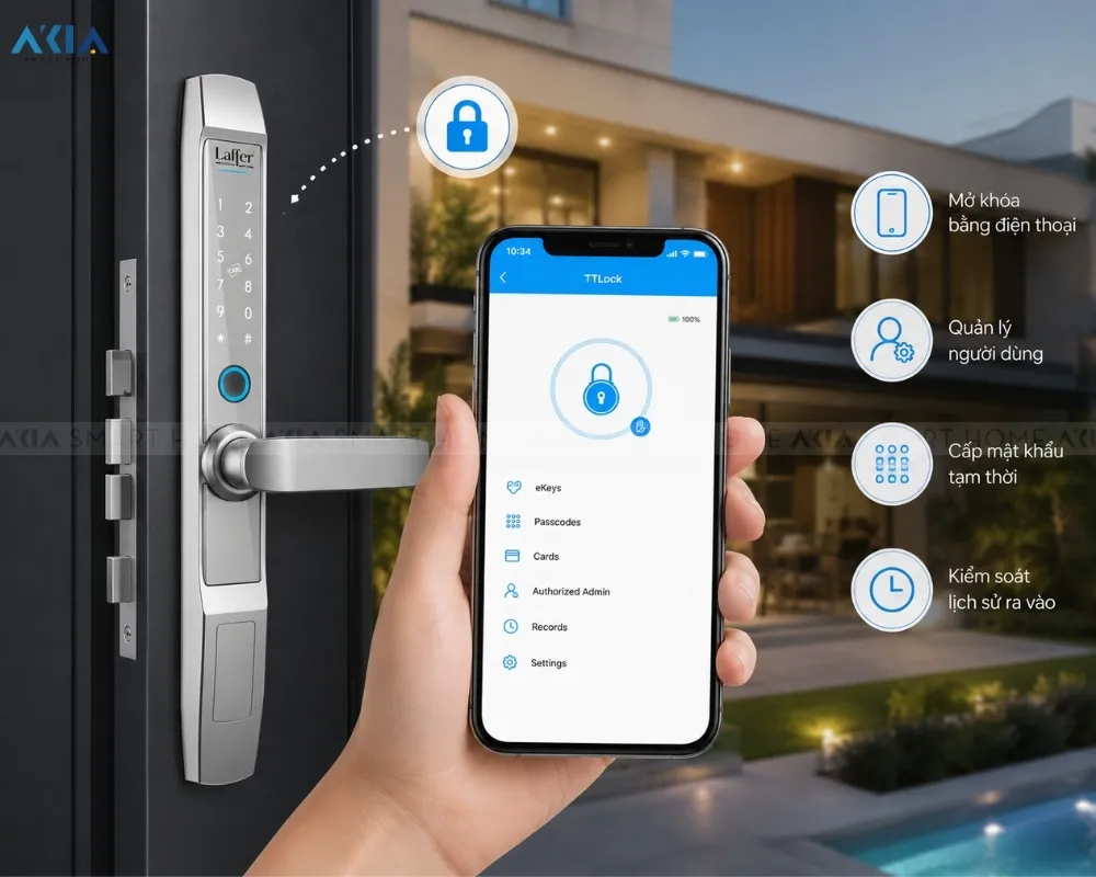 Khoá Cửa Thông Minh 5 In 1 Laffer R1 Dùng Cho Cửa Nhôm Xingfa 16 Khoá Cửa Thông Minh 5 In 1 Laffer R1 Dùng Cho Cửa Nhôm Xingfa - Akia Smart Home