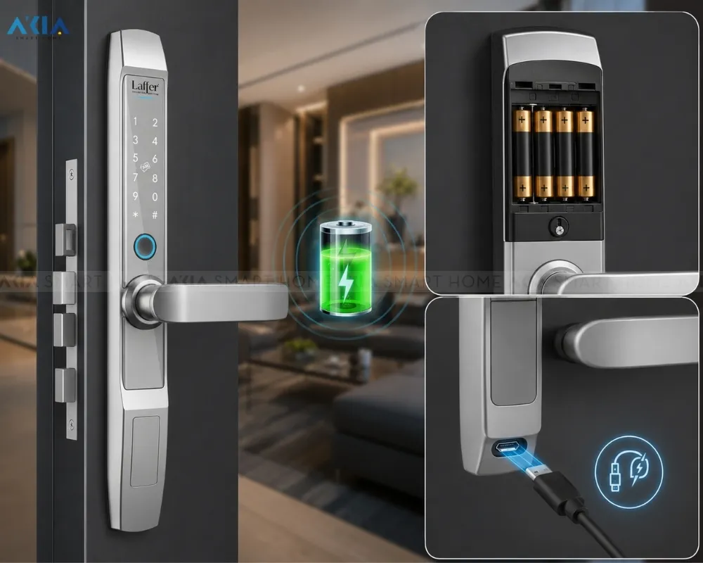 Khoá Cửa Thông Minh 5 In 1 Laffer R1 Dùng Cho Cửa Nhôm Xingfa 17 Khoá Cửa Thông Minh 5 In 1 Laffer R1 Dùng Cho Cửa Nhôm Xingfa - Akia Smart Home