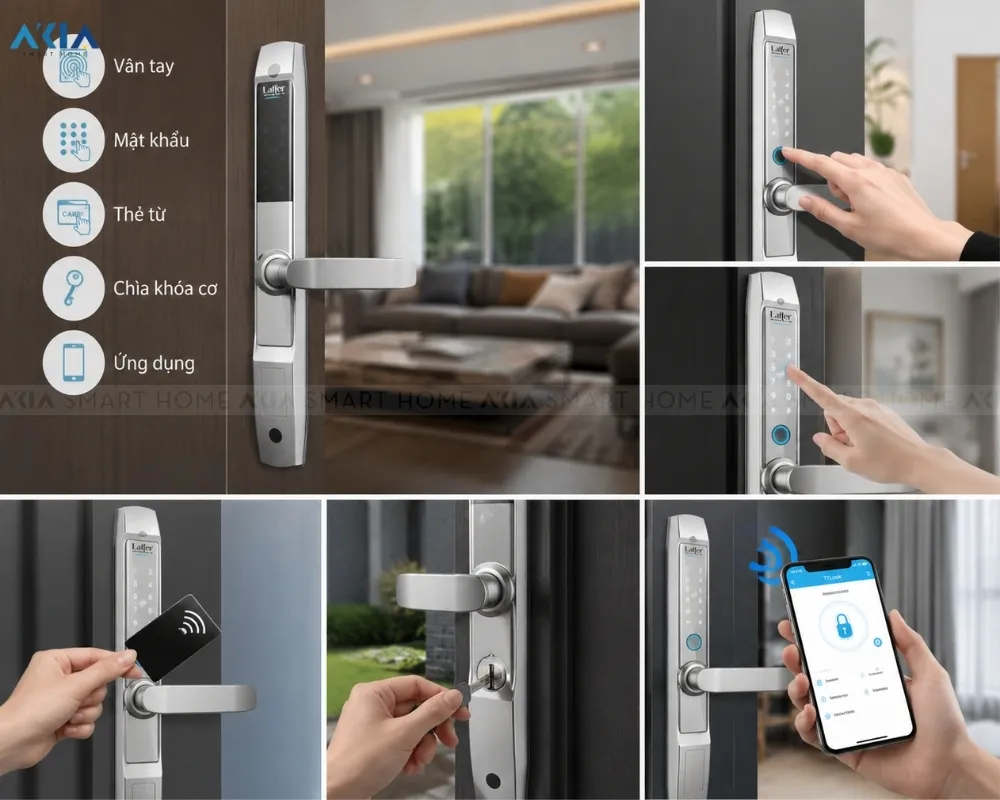 Khoá Cửa Thông Minh 5 In 1 Laffer R1 Dùng Cho Cửa Nhôm Xingfa 14 Khoá Cửa Thông Minh 5 In 1 Laffer R1 Dùng Cho Cửa Nhôm Xingfa - Akia Smart Home