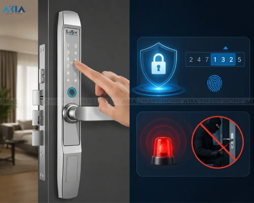 Khoá Cửa Thông Minh 5 In 1 Laffer R1 Dùng Cho Cửa Nhôm Xingfa 15 Khoá Cửa Thông Minh 5 In 1 Laffer R1 Dùng Cho Cửa Nhôm Xingfa - Akia Smart Home