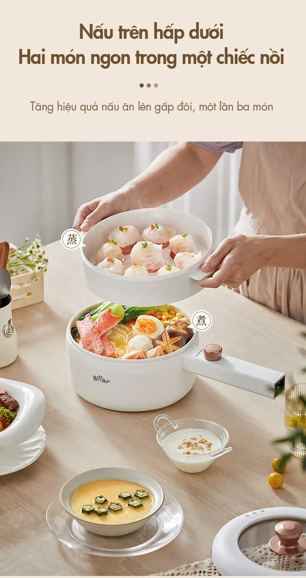 Nồi Điện Đa Năng Bear Drg-F30H1 (3L) (Kèm Xửng Hấp) 20 Nồi Điện Đa Năng Bear Drg-F30H1 (3L) (Kèm Xửng Hấp)