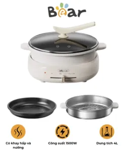 Bếp lẩu nướng hấp đa năng Bear DHG – C40W2 – Công suất 1500W – Dung tích 4L