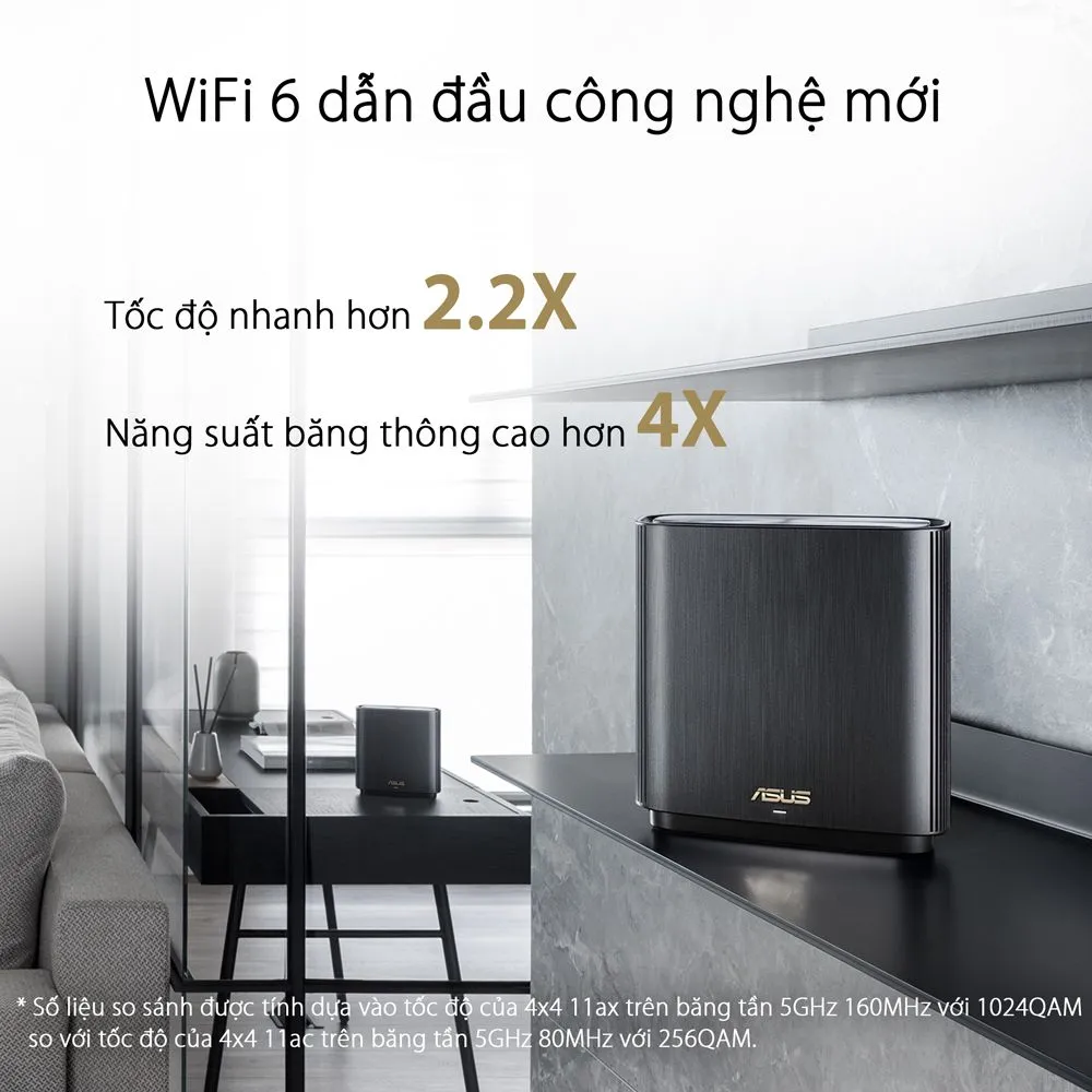 Bộ Mesh Wifi Asus Xt8 Router Đen (Wifi 6 Băng Tần Kép Mesh Wi-Fi Mu-Mimo) 10 Bộ Mesh Wifi Asus Xt8 Router Đen (Wifi 6 Băng Tần Kép Mesh Wi-Fi Mu-Mimo)