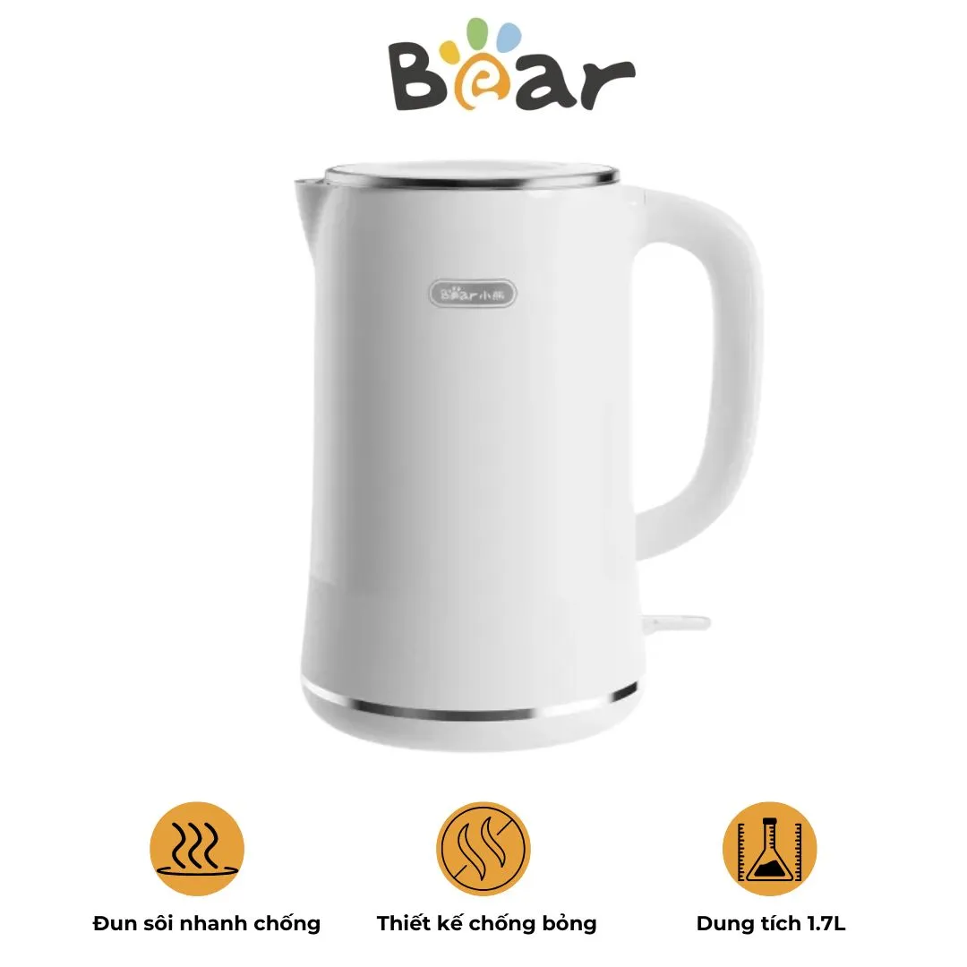 Bình Đun Siêu Tốc Bear ZDH – D17K2 – Dung Tích 1 – 7 Lít – Chất Liệu Inox 304