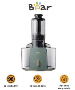 Máy Ép Chậm Bear YZJ – D01Y6 – Ép Kiệt Bã 98% – Miệng Tiếp Nguyên Liệu Lớn