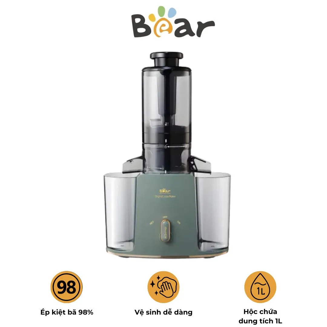 Máy Ép Chậm Bear YZJ – D01Y6 – Ép Kiệt Bã 98% – Miệng Tiếp Nguyên Liệu Lớn