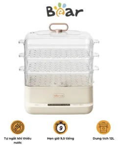 Nồi Hấp Đa Năng Bear DZG – CA2D1 – Dung Tích 12L – Hẹn Giờ 9 – 5 Tiếng