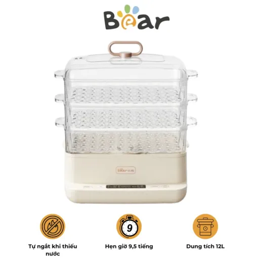 Nồi Hấp Đa Năng Bear DZG – CA2D1 – Dung Tích 12L – Hẹn Giờ 9 – 5 Tiếng