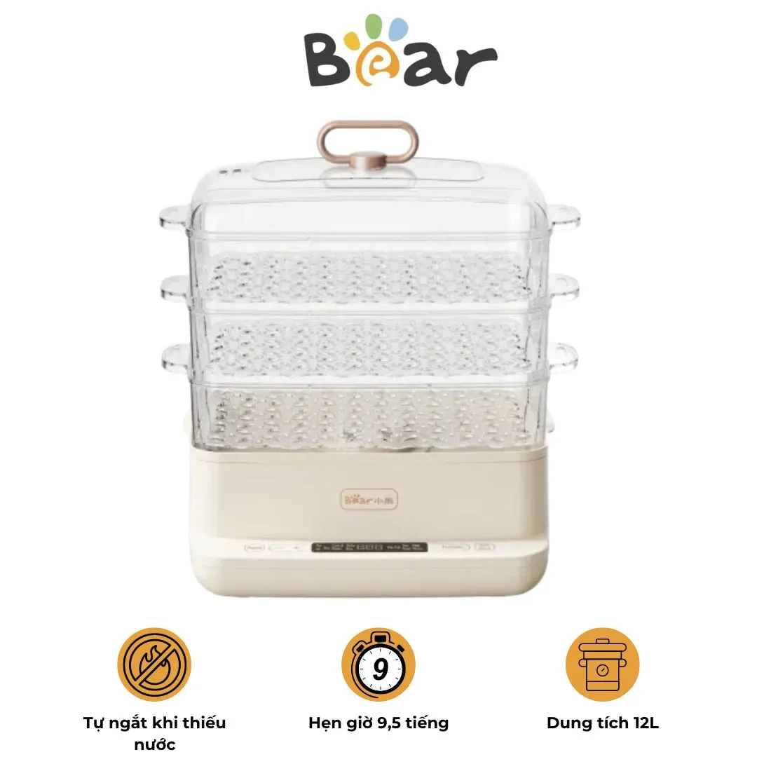 Nồi Hấp Đa Năng Bear DZG – CA2D1 – Dung Tích 12L – Hẹn Giờ 9 – 5 Tiếng
