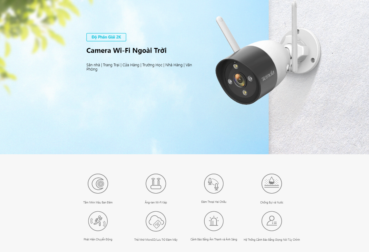 Camera Wi-Fi Ngoài Trời Tenda Ct6 Độ Phân Giải 2K