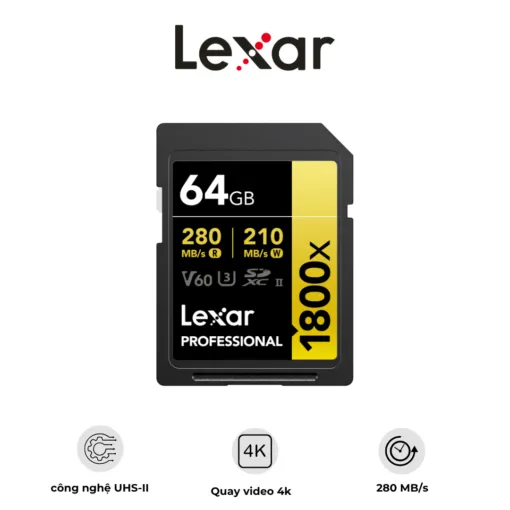 Thẻ nhớ Lexar SDXC Professional UHS-II 1800X U3 V60