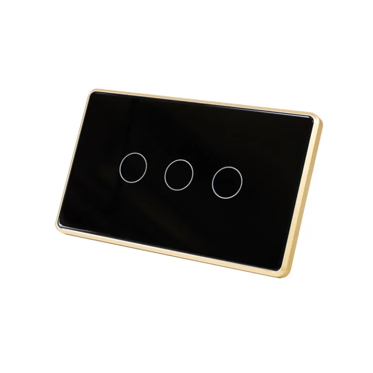 Công Tắc Tuya Zigbee 3.0 Viền Vàng Luxury mặt đen