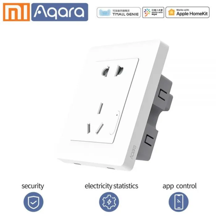 9 Mẫu Ổ Cắm Điện Thông Minh Âm Tường Bán Chạy Nhất 2023 27 Ổ Cắm Thông Minh Âm Tường Aqara Được Thiết Kế Với Hình Chữ Nhật Màu Trắng=