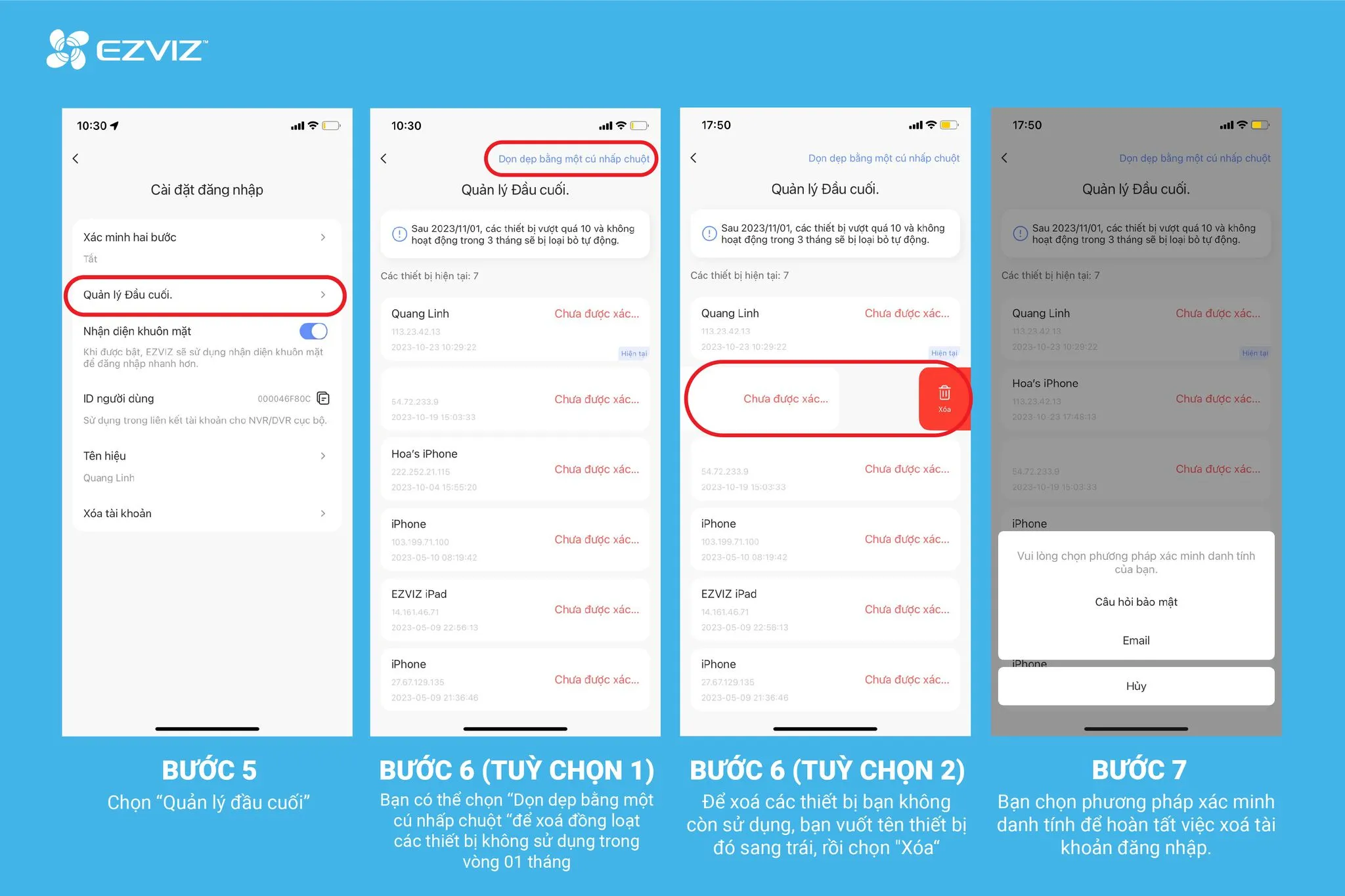 Hướng Dẫn Quản Lý Thiết Bị Đầu Cuối Cho Tài Khoản Camera Ezviz 3 Hướng Dẫn Quản Lý Thiết Bị Đầu Cuối Cho Tài Khoản Camera Ezviz