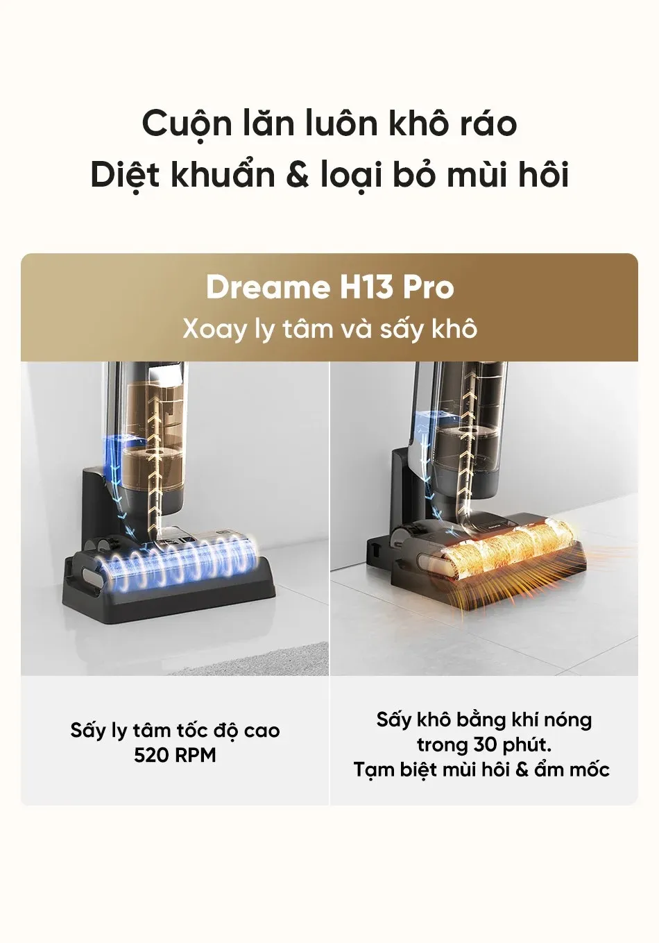 Máy Hút Bụi Lau Sàn Dreame H15 Pro Heat – Lực Hút Mạnh 5 Máy Lau Nhà Hút Bụi Dreame H13 Pro - Akia Smart Home