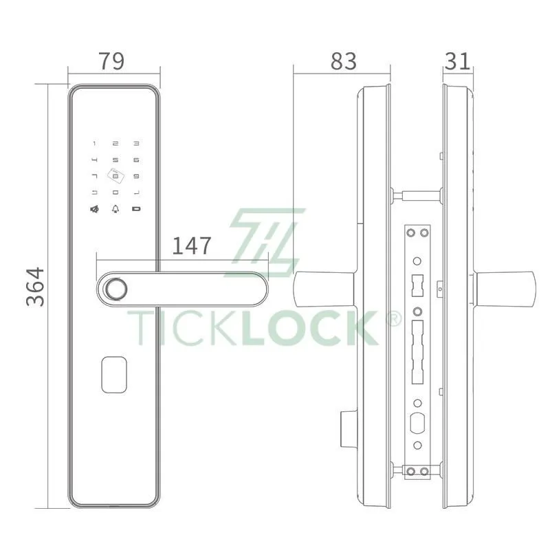 Khoá vân tay thông minh Ticklock SL07 Red Bronze - AKIA Smart Home