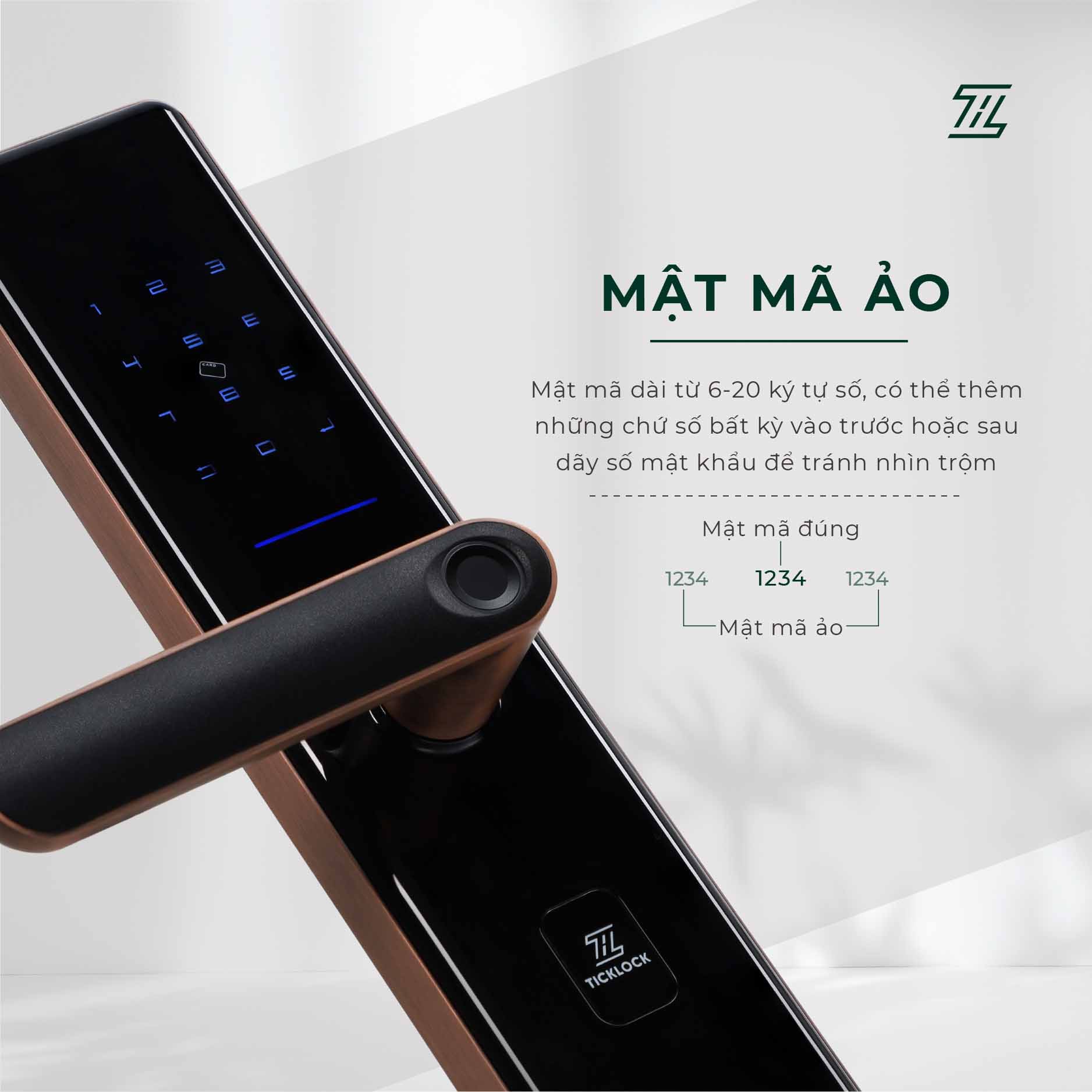 Khoá Vân Tay Thông Minh Ticklock Sl07 Red Bronze - Akia Smart Home Khoá Vân Tay Thông Minh Ticklock Sl07 Red Bronze - Akia Smart Home