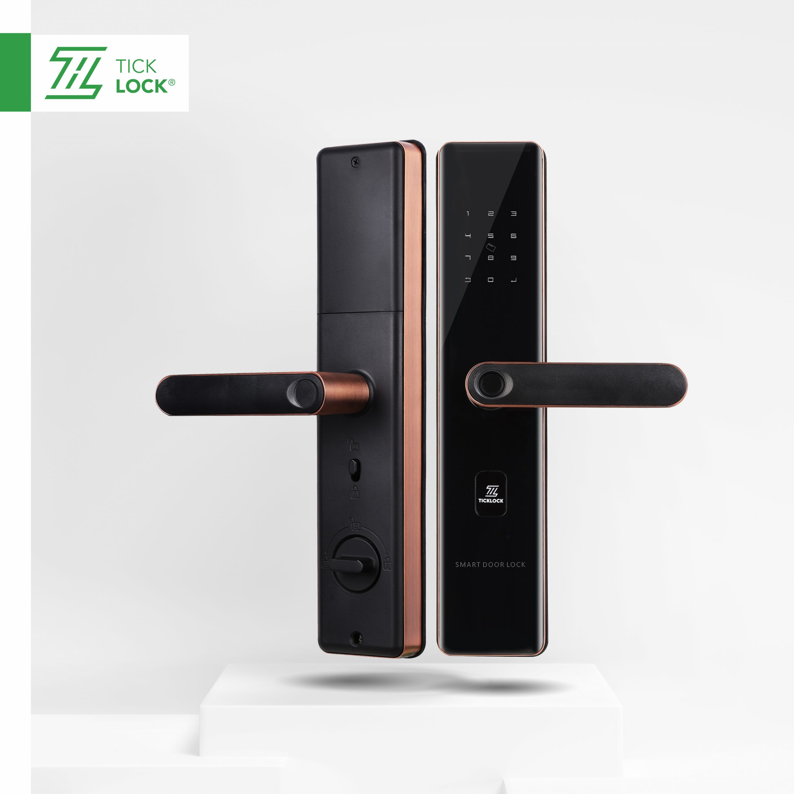 Khoá vân tay thông minh Ticklock SL07 Red Bronze - AKIA Smart Home