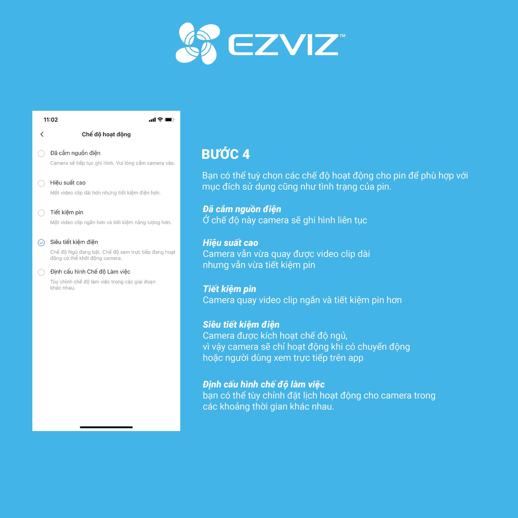 Hướng Dẫn Bật Chế Độ Tiết Kiệm Pin Cho Camera Pin Ezviz