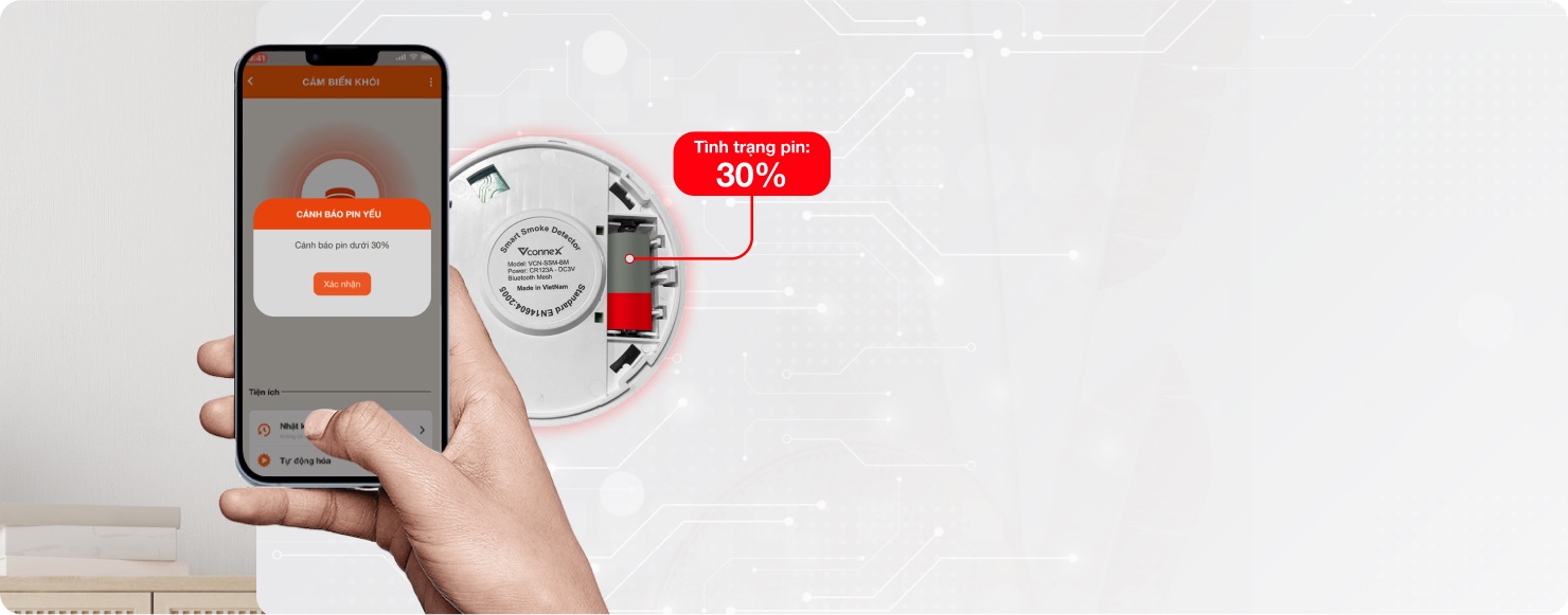 Cảm Biến Khói Vconnex Không Dây Bluetooth Mesh - Akia Smart Home Cảm Biến Khói Vconnex Không Dây Bluetooth Mesh - Akia Smart Home