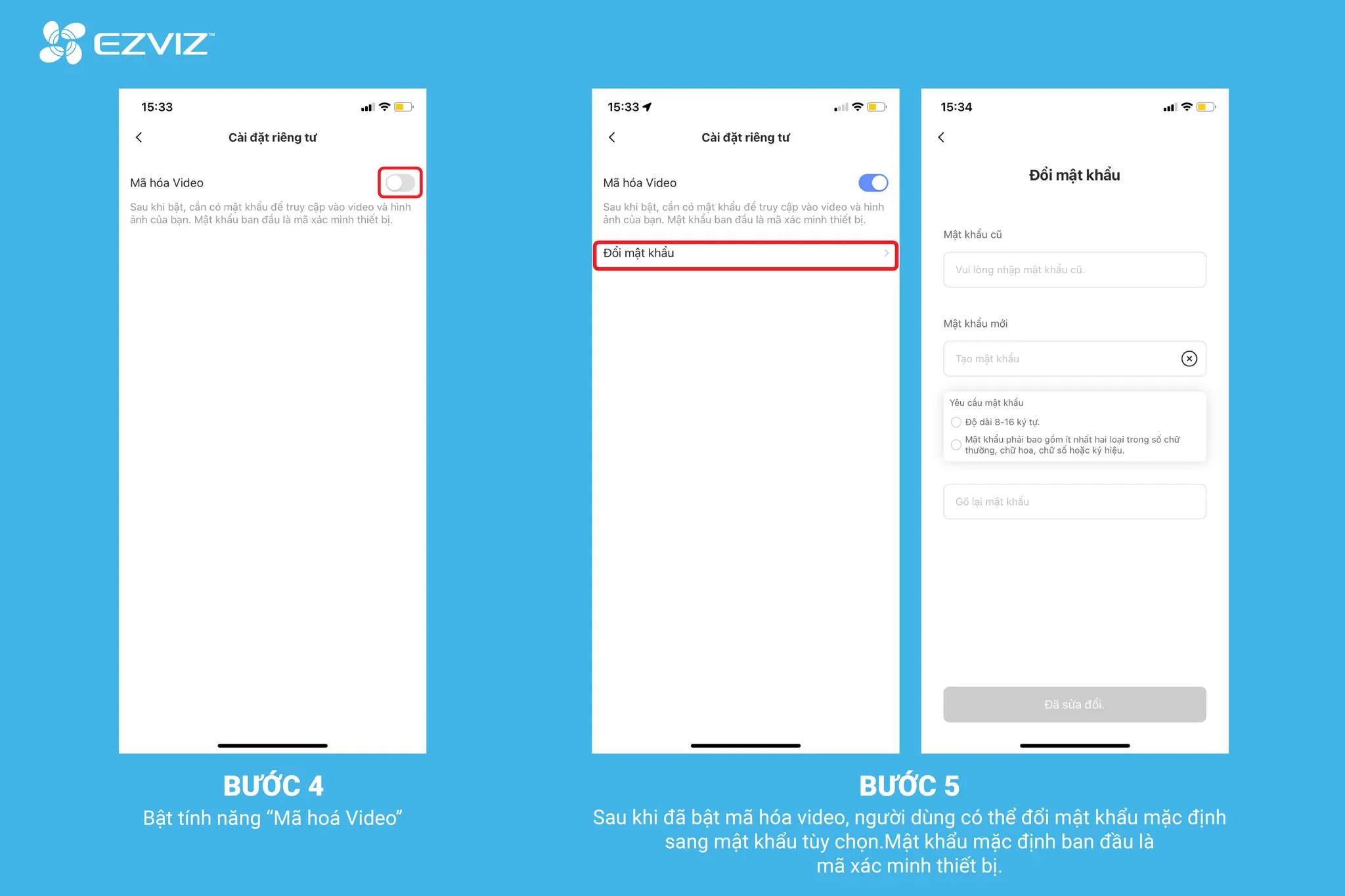 Hướng Dẫn Bật Mã Hóa Video Và Đổi Mật Khẩu Camera Ezviz 3 Camera Ezviz