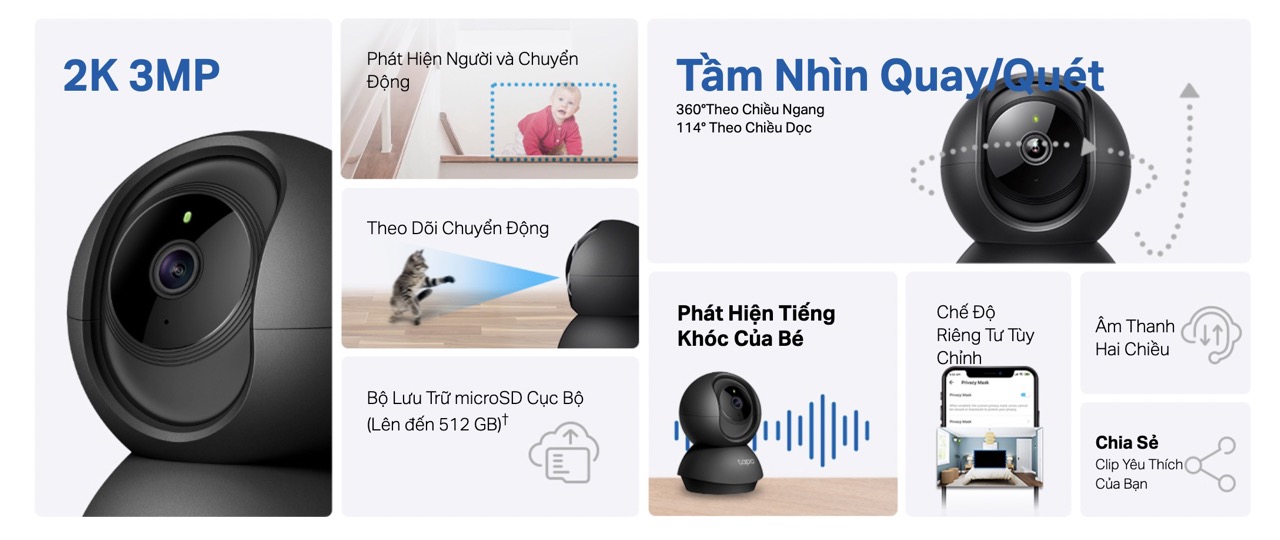 Camera Trong Nhà Tapo C211 2K 3Mp - Akia Smart Home