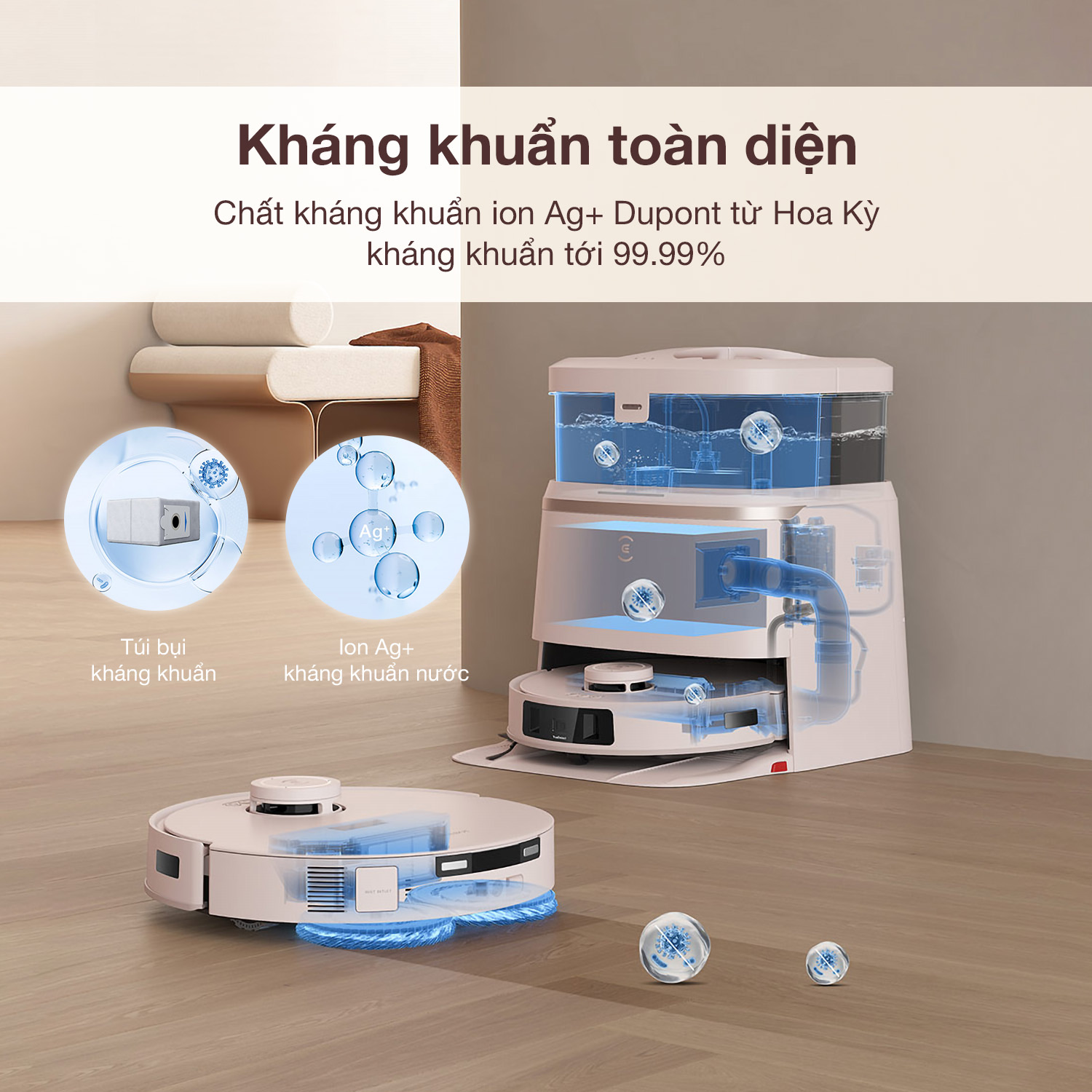 Robot Hút Bụi Lau Nhà Ecovacs T30 Pro Omni - Akia Smart Home