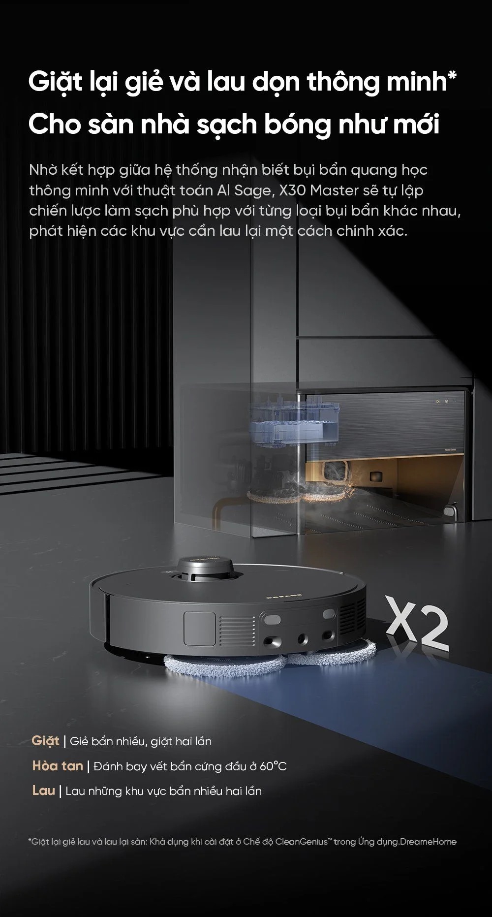 Robot Hút Bụi Lau Sàn Dreame X30 Master