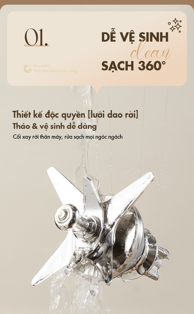 Máy Làm Sữa Hạt Đa Năng Bear Pbj-D08T1