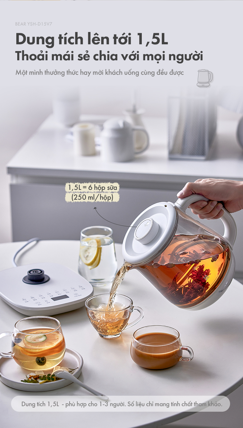 Bình Đun Đa Năng Bear 1.5L Ysh-D15V7 Bình Đun Đa Năng Bear 1.5L Ysh-D15V7