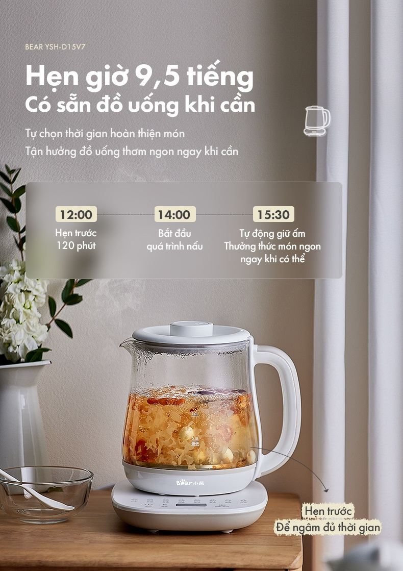 Bình Đun Đa Năng Bear 1.5L Ysh-D15V7 Bình Đun Đa Năng Bear 1.5L Ysh-D15V7
