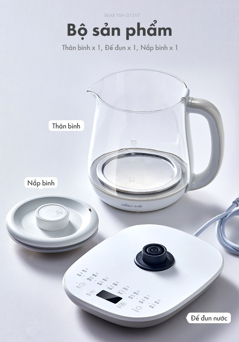 Bình Đun Đa Năng Bear 1.5L Ysh-D15V7 Bình Đun Đa Năng Bear 1.5L Ysh-D15V7