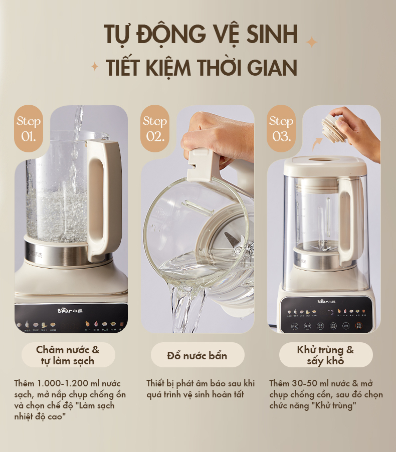 Máy Làm Sữa Hạt Đa Năng Bear Pbj-D08T1