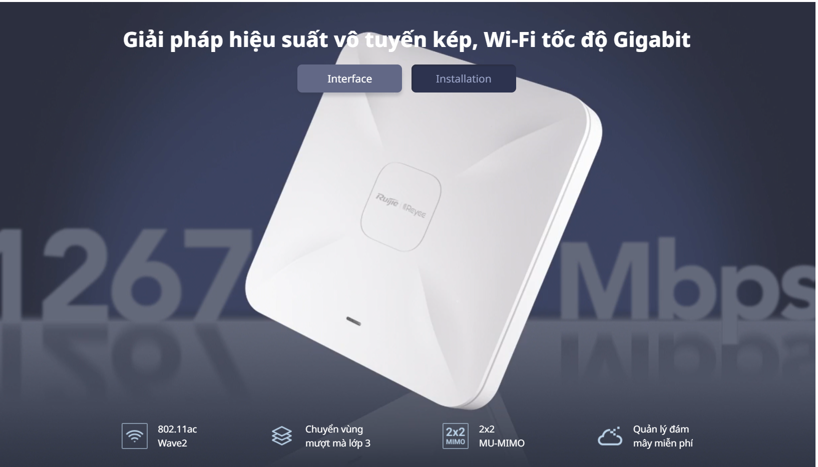 Bộ Phát Wifi Ruijie Rg-Rap2200(F) Ốp Trần 1 Bộ - Phát -Wifi-Ruijie-Rg-Rap2200F - Akia