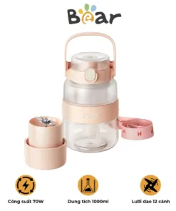 Máy xay sinh tố cầm tay Bear LLJ – P10X5 – Công suất 70 W – Thiết kế màu hồng