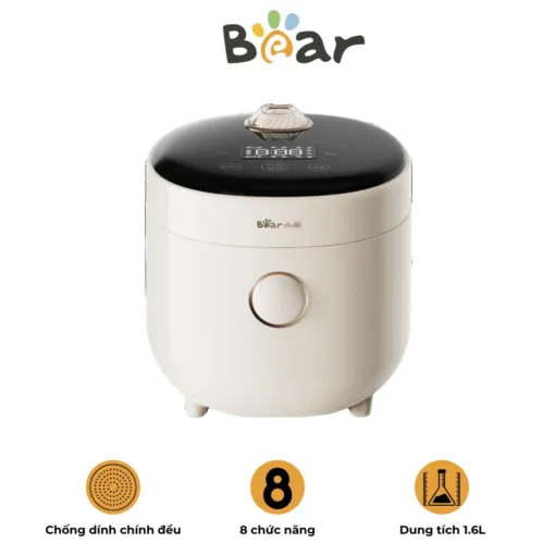 Nồi cơm điện mini 1.6L Bear DFB-C16K1, 8 chế độ nấu ăn